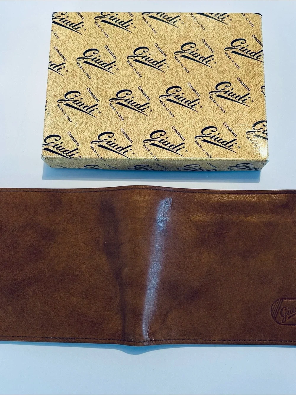 Giudi Genuine Leather Men’s Wallet Brown Made In Italy Bifold Coin Pocket NIB
